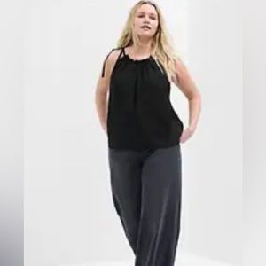 NWT GAP Black linen sleeveless top w shoulder ties